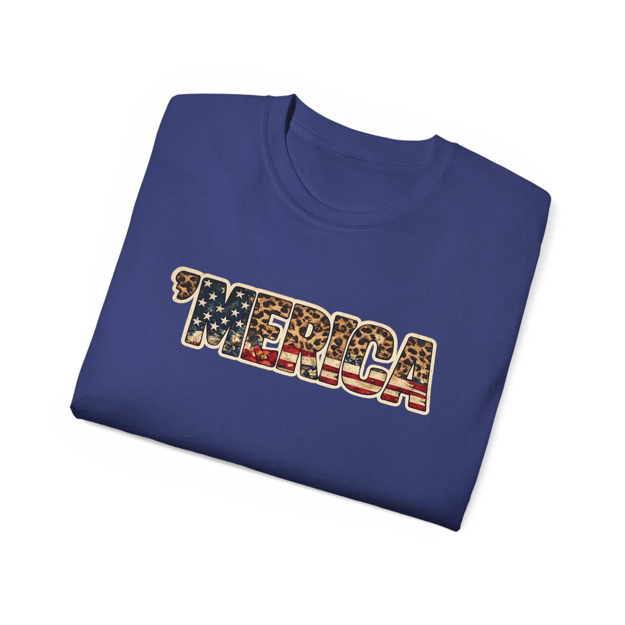 'Merica American Flag Text Tee — Patriotic Fourth of July Shirt