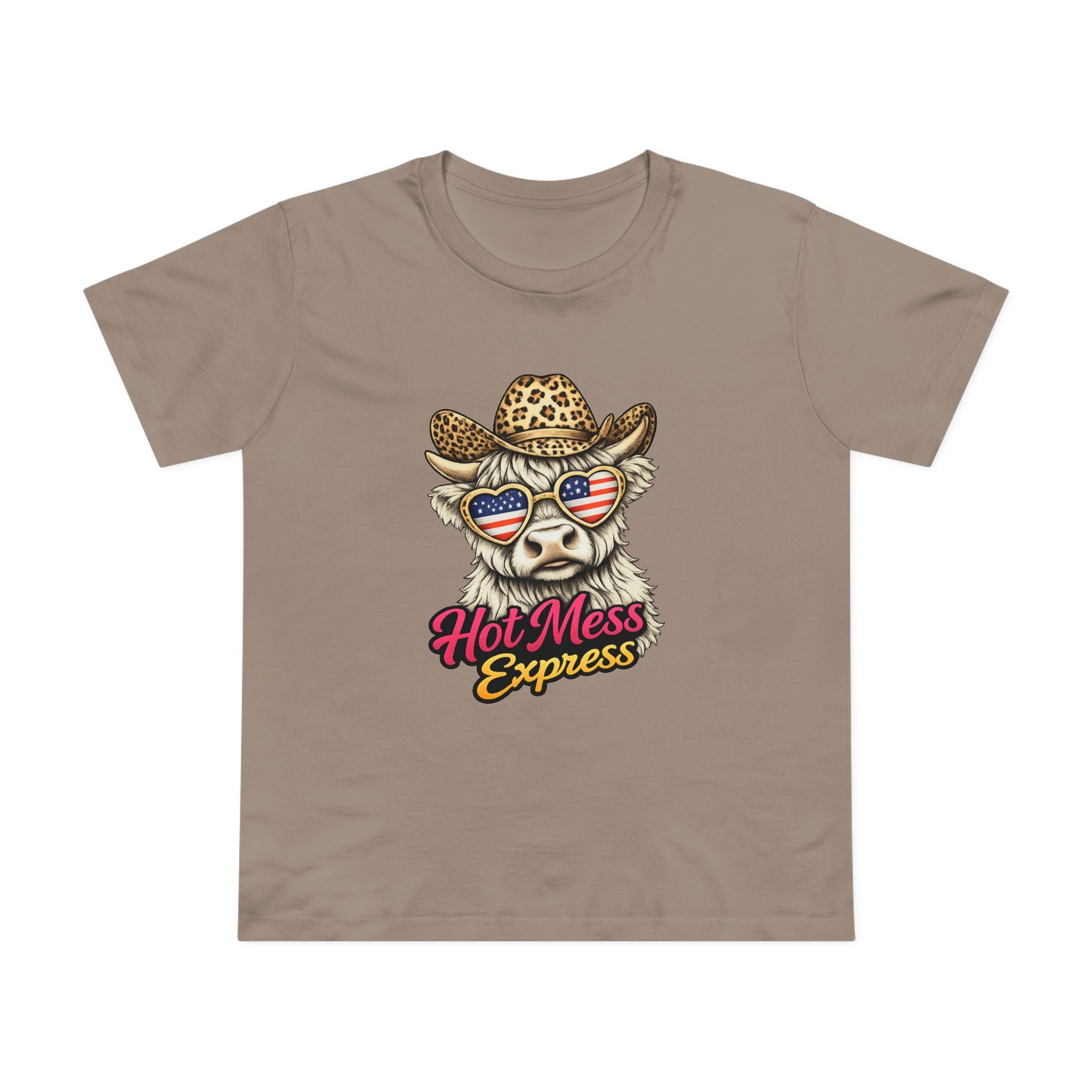 Hot Mess Express Cow Tee — Women’s Patriotic Cow Graphic Shirt