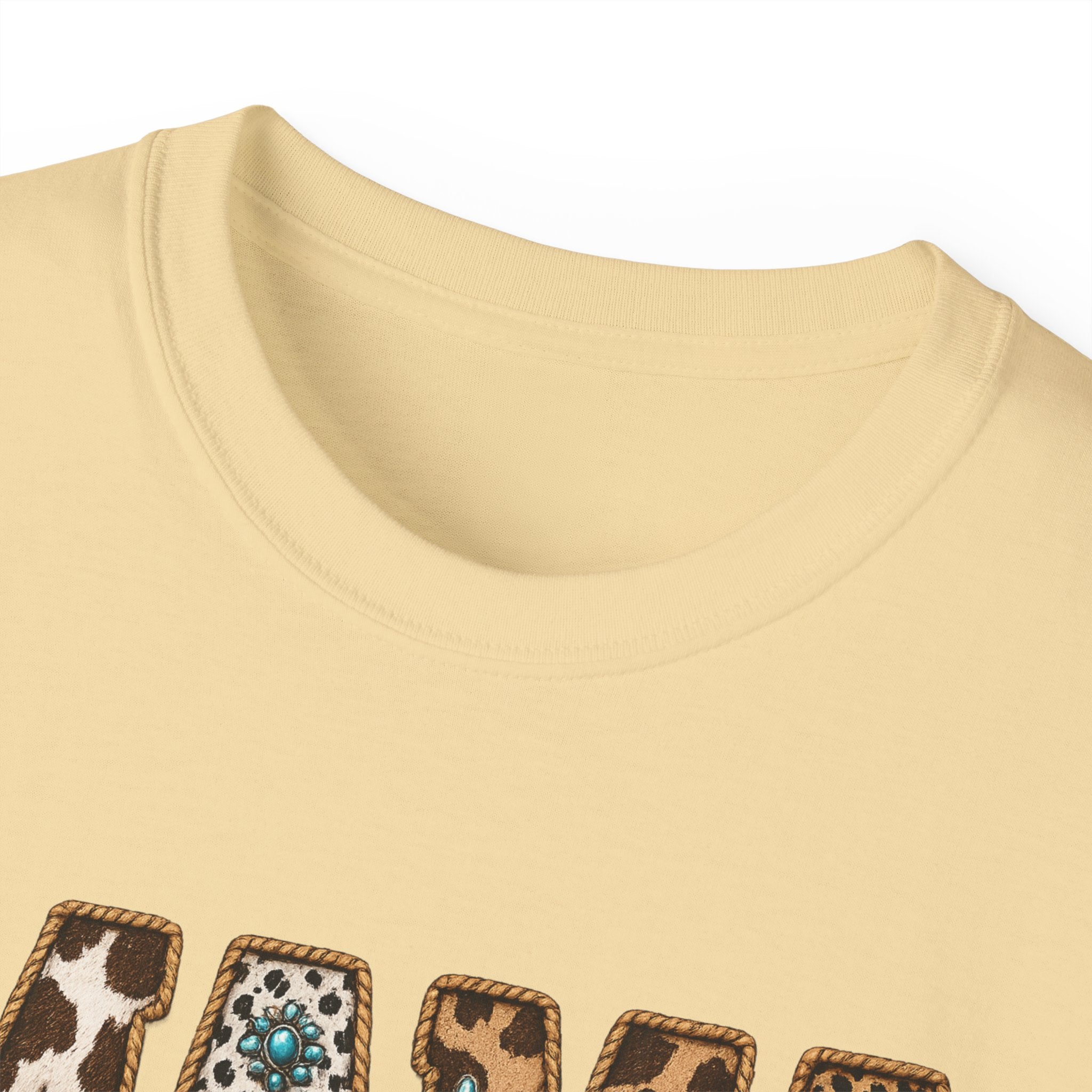 Mama Leopard Print Tee with Turquoise Ribbon — Mother's Day Graphic Shirt