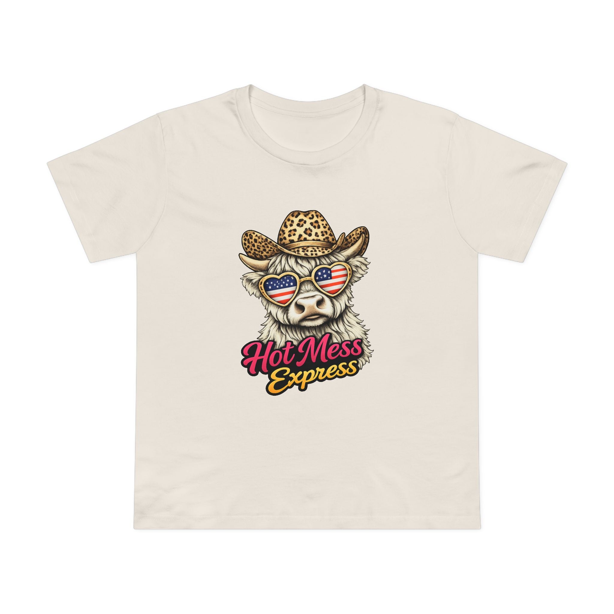 Hot Mess Express Cow Tee — Women’s Patriotic Cow Graphic Shirt