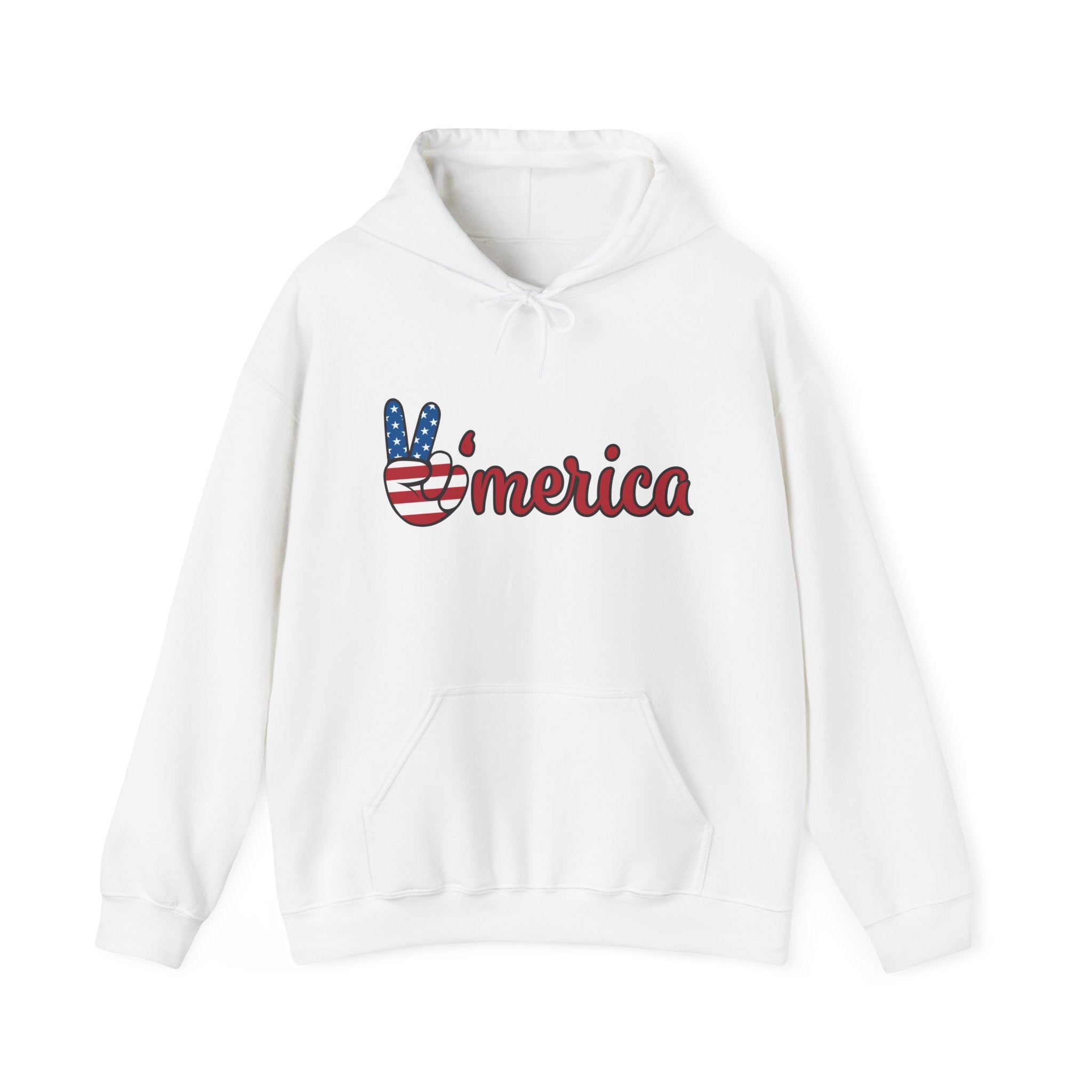 'Merica Peace Sign Hoodie – Patriotic American Flag Pullover for 4th of July