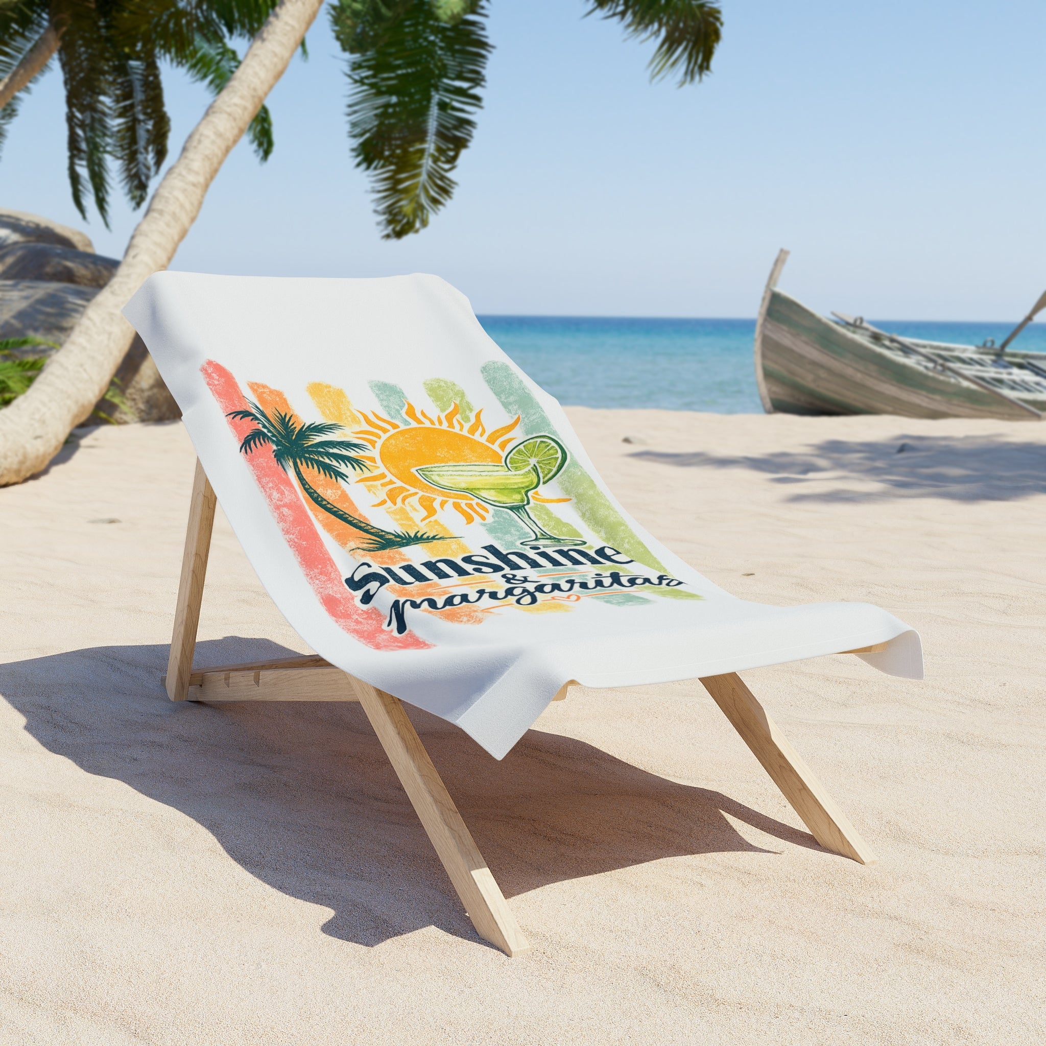 Beach Towel - Sunshine Margaritas Tropical Palm Beach Towel