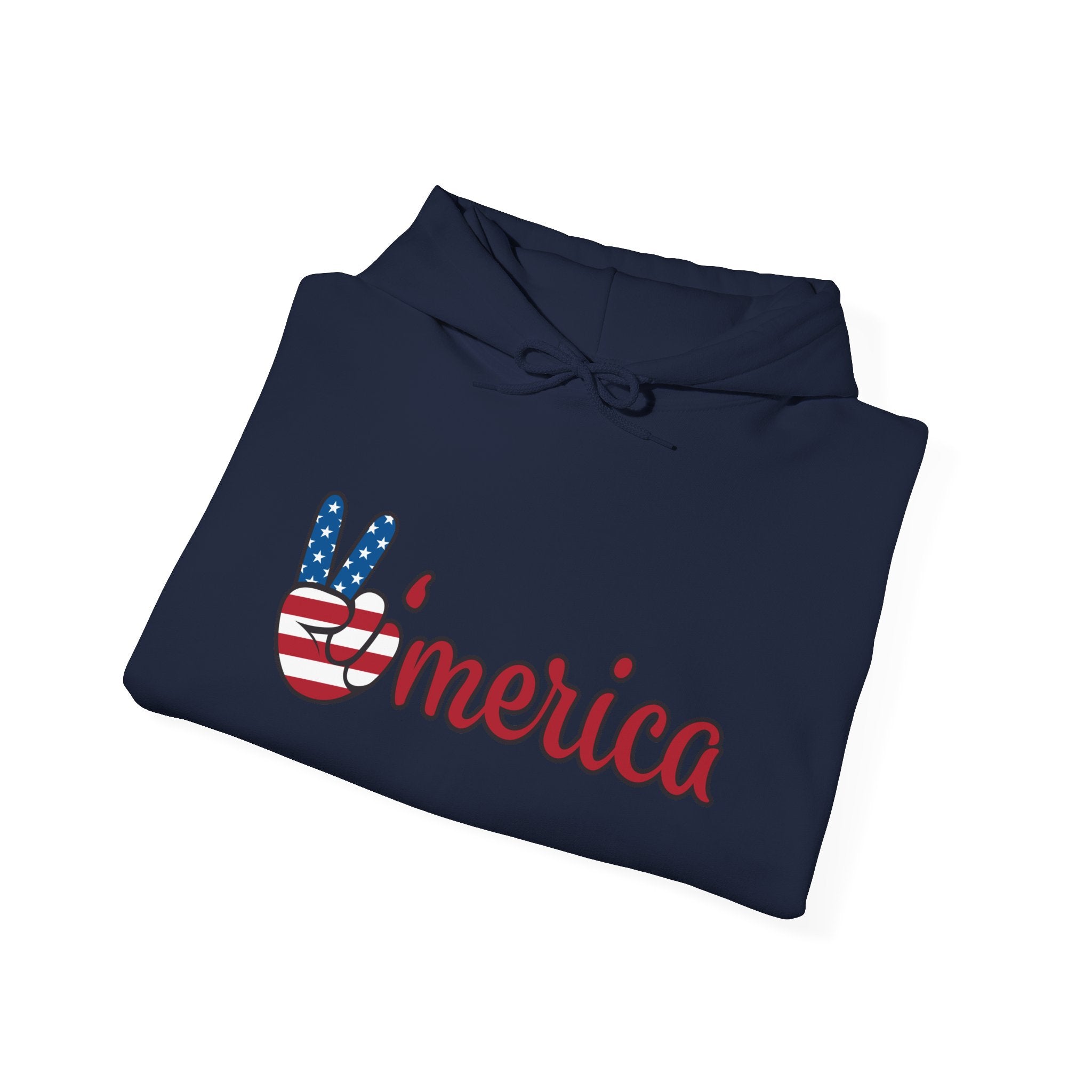 'Merica Peace Sign Hoodie – Patriotic American Flag Pullover for 4th of July