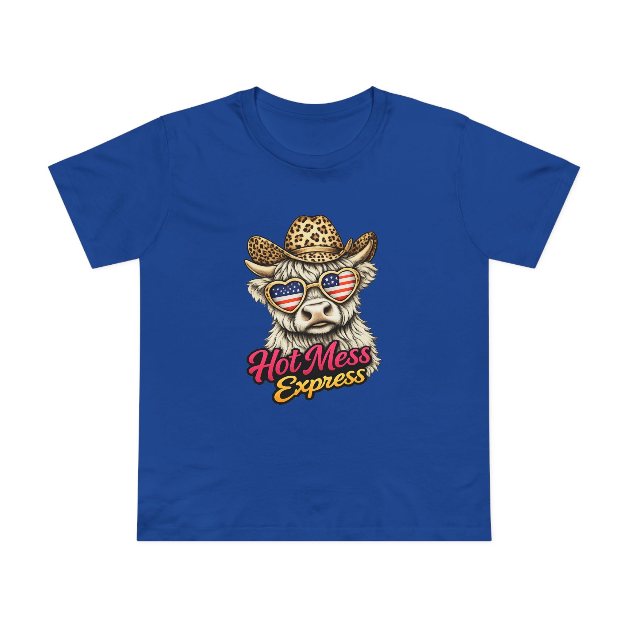 Hot Mess Express Cow Tee — Women’s Patriotic Cow Graphic Shirt