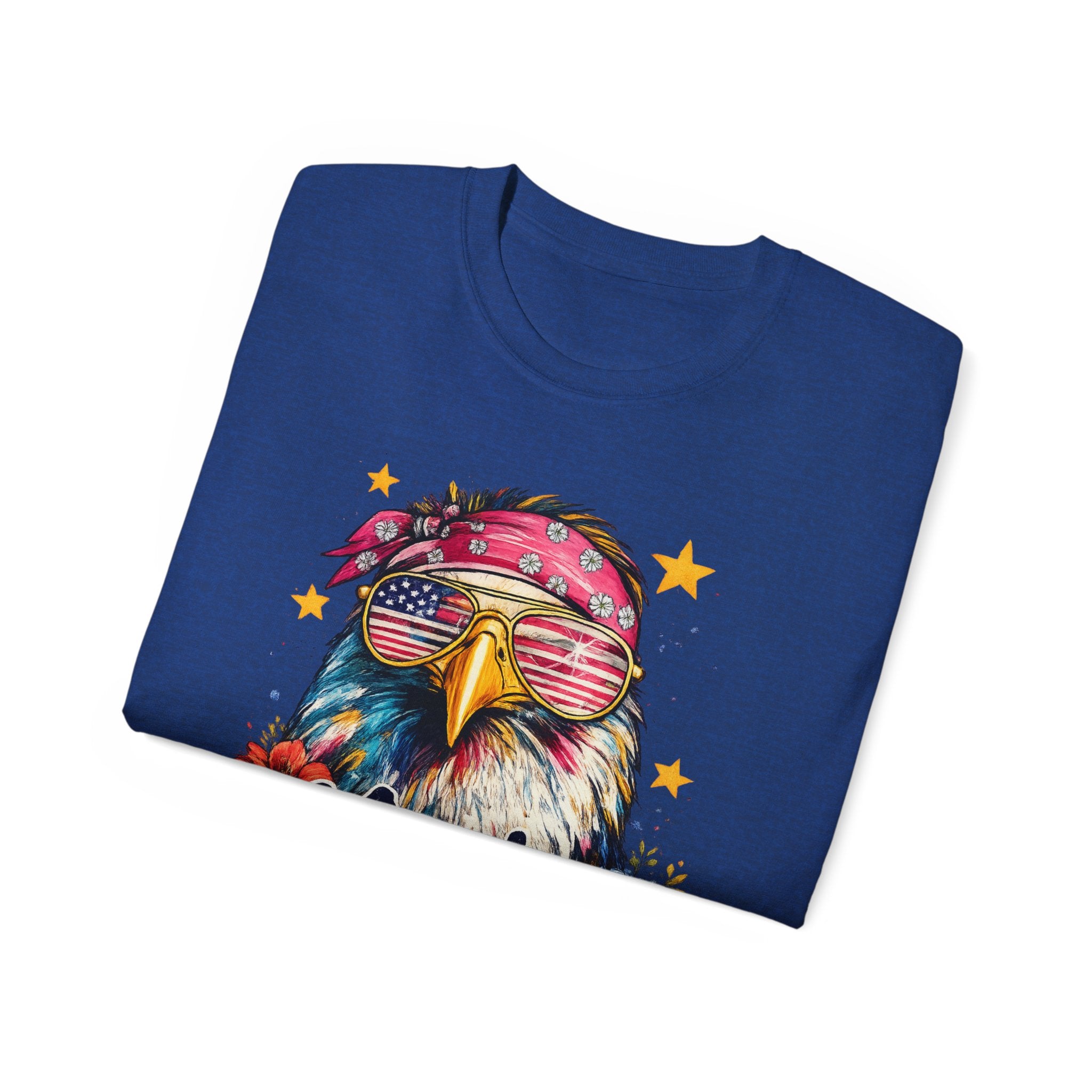 'Merica Eagle T-Shirt — Patriotic Bald Eagle with Sunglasses & Floral Design