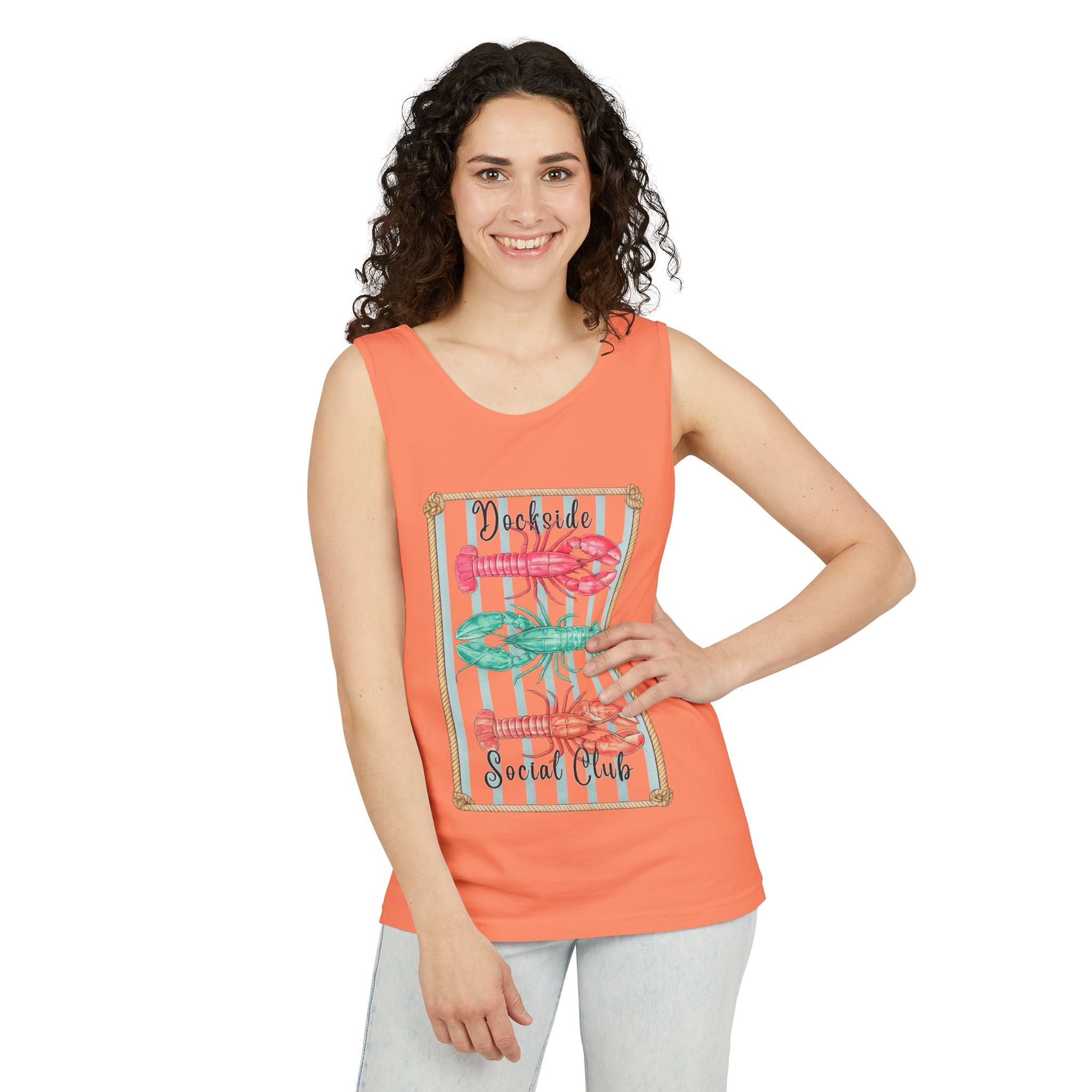Crabby Social Club Tank Top — Coastal Lobster Beach Graphic Tank