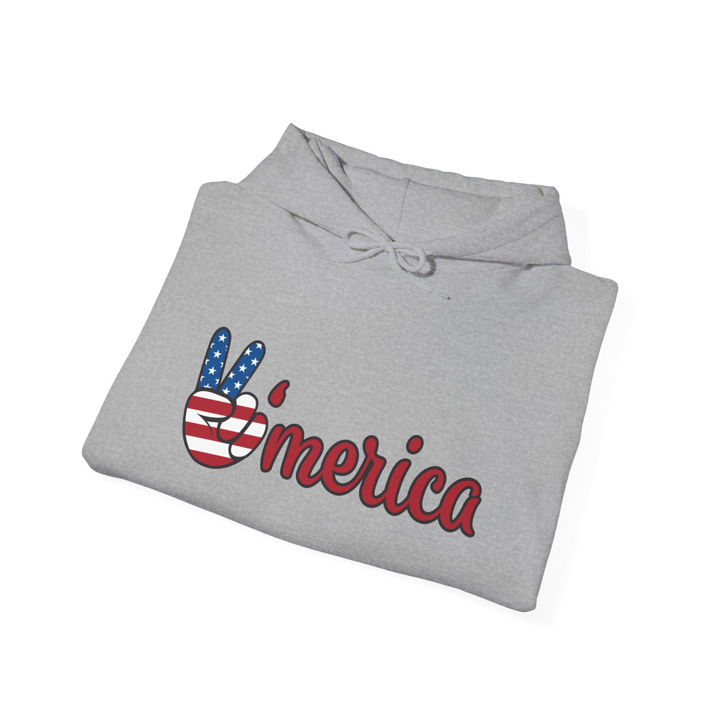 'Merica Peace Sign Hoodie – Patriotic American Flag Pullover for 4th of July