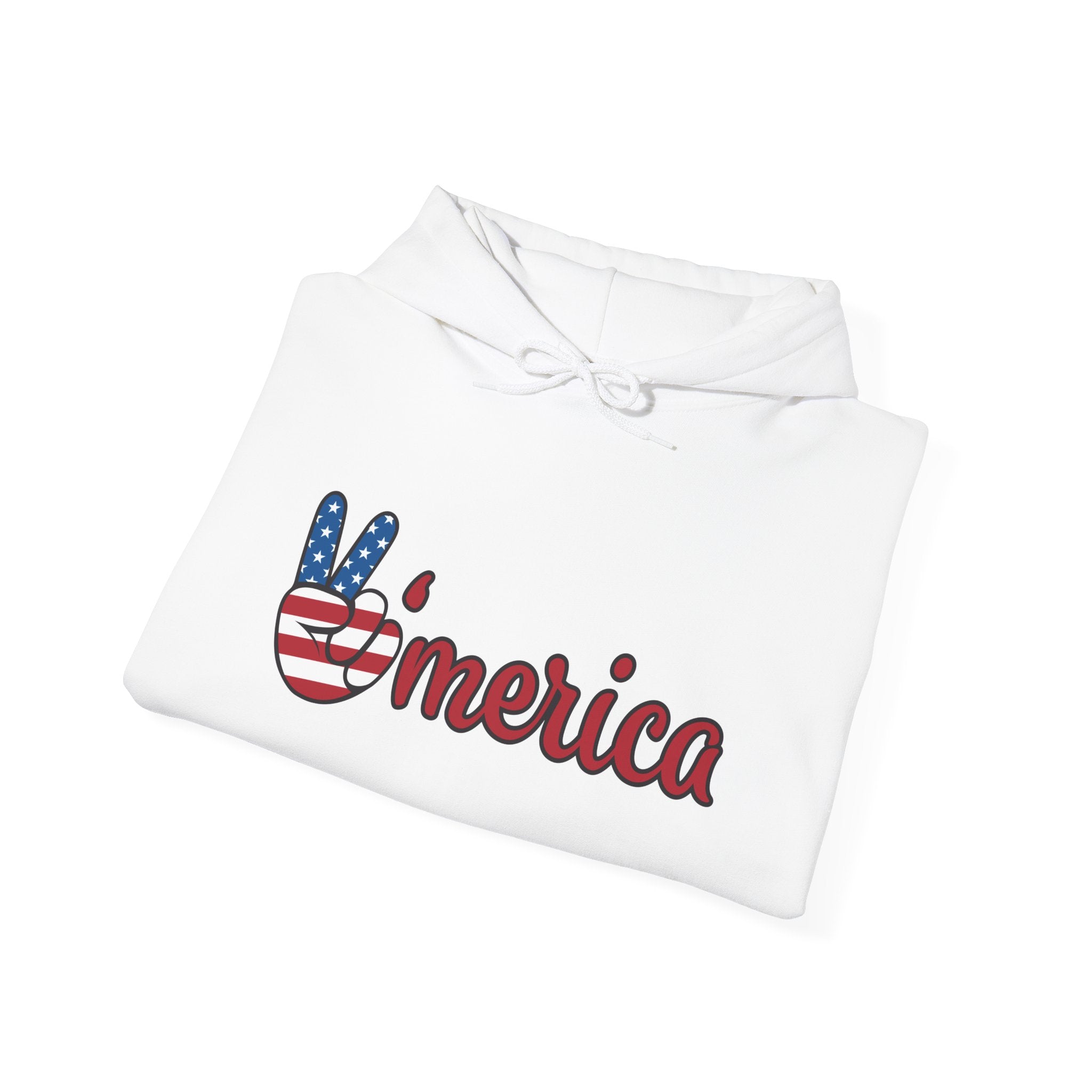 'Merica Peace Sign Hoodie – Patriotic American Flag Pullover for 4th of July