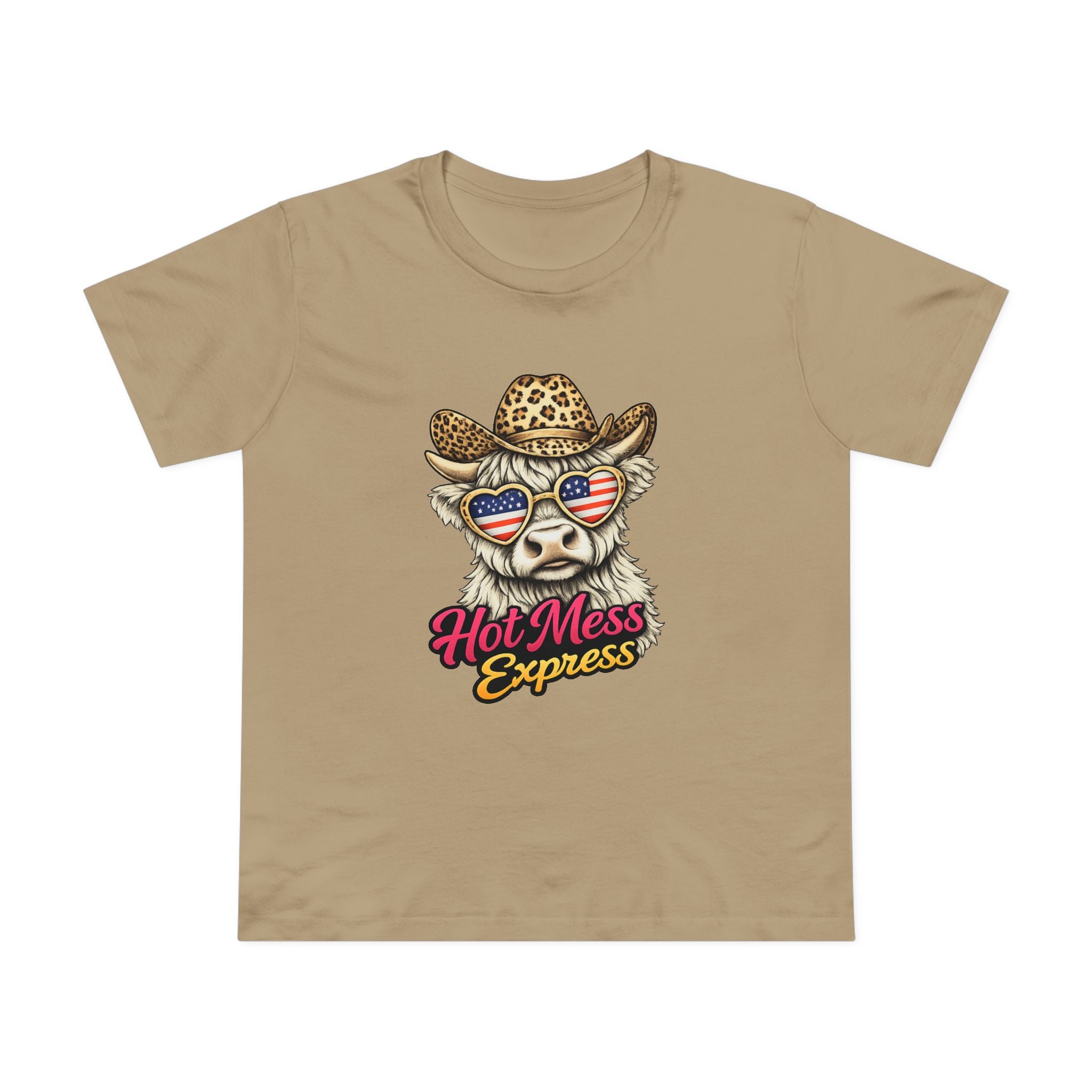 Hot Mess Express Cow Tee — Women’s Patriotic Cow Graphic Shirt