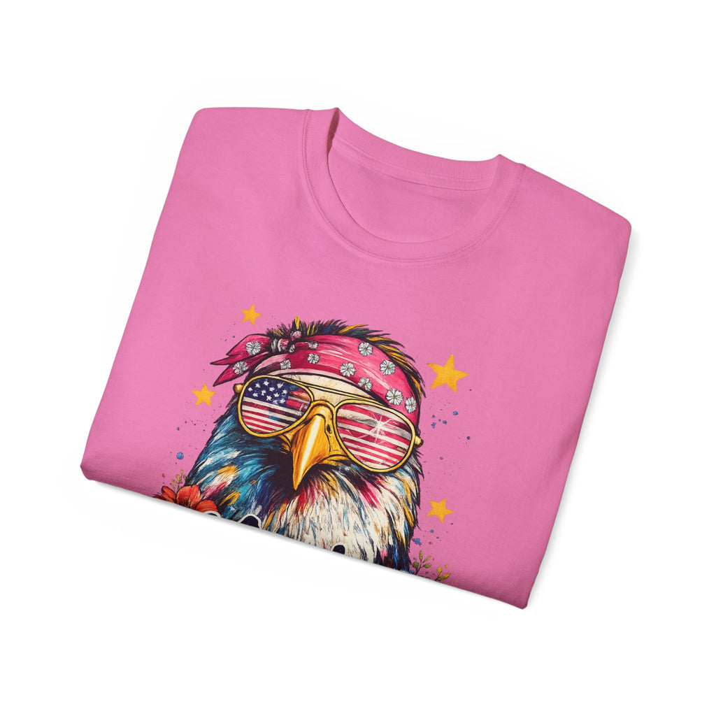 'Merica Eagle T-Shirt — Patriotic Bald Eagle with Sunglasses & Floral Design