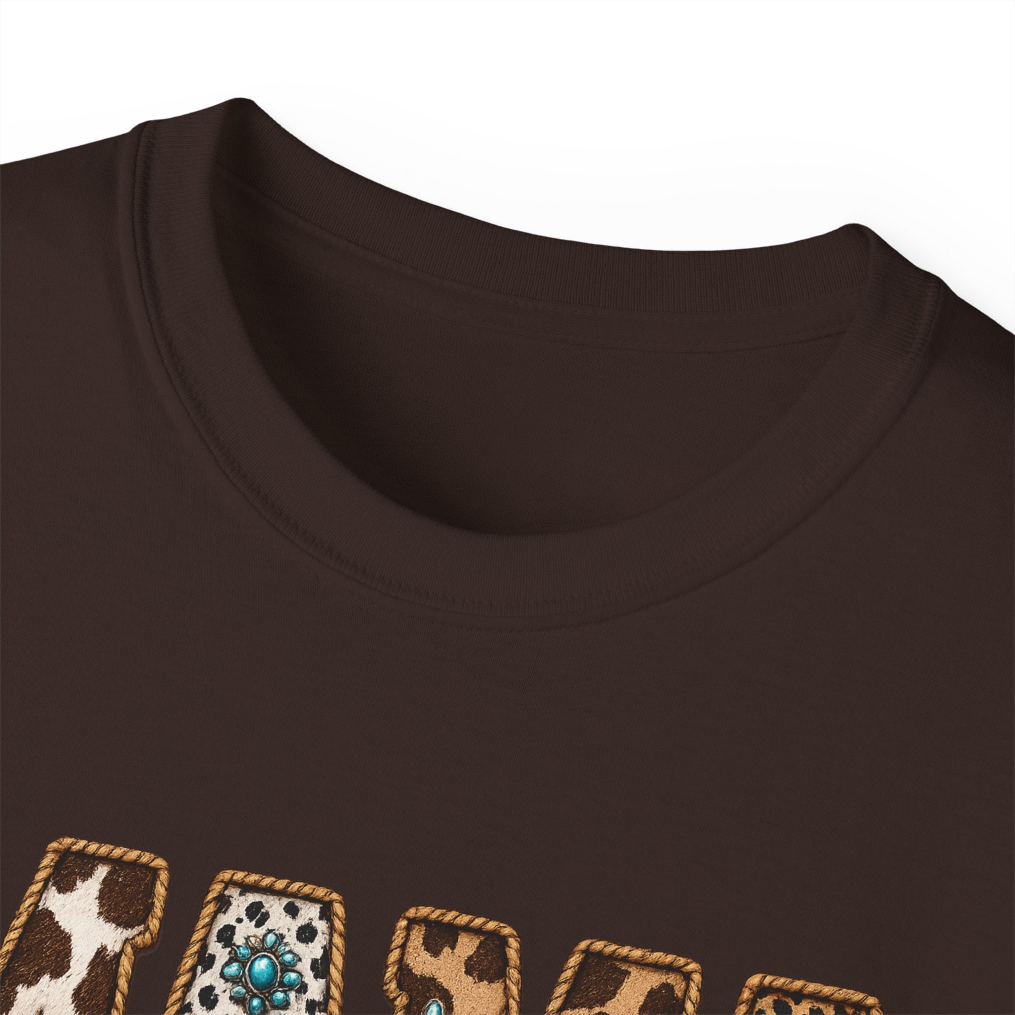 Mama Leopard Print Tee with Turquoise Ribbon — Mother's Day Graphic Shirt