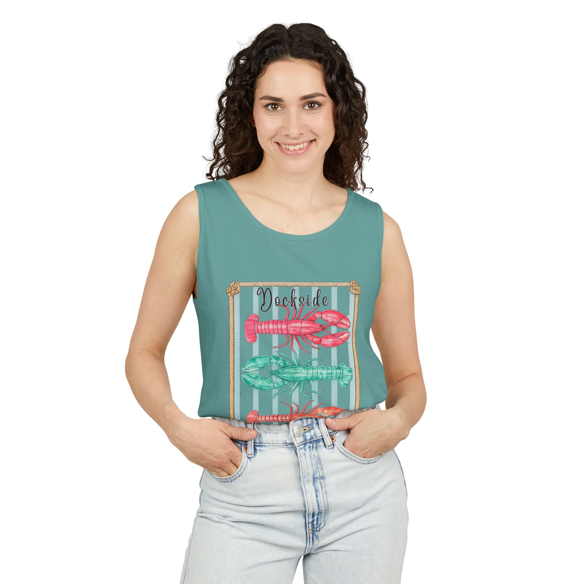 Crabby Social Club Tank Top — Coastal Lobster Beach Graphic Tank
