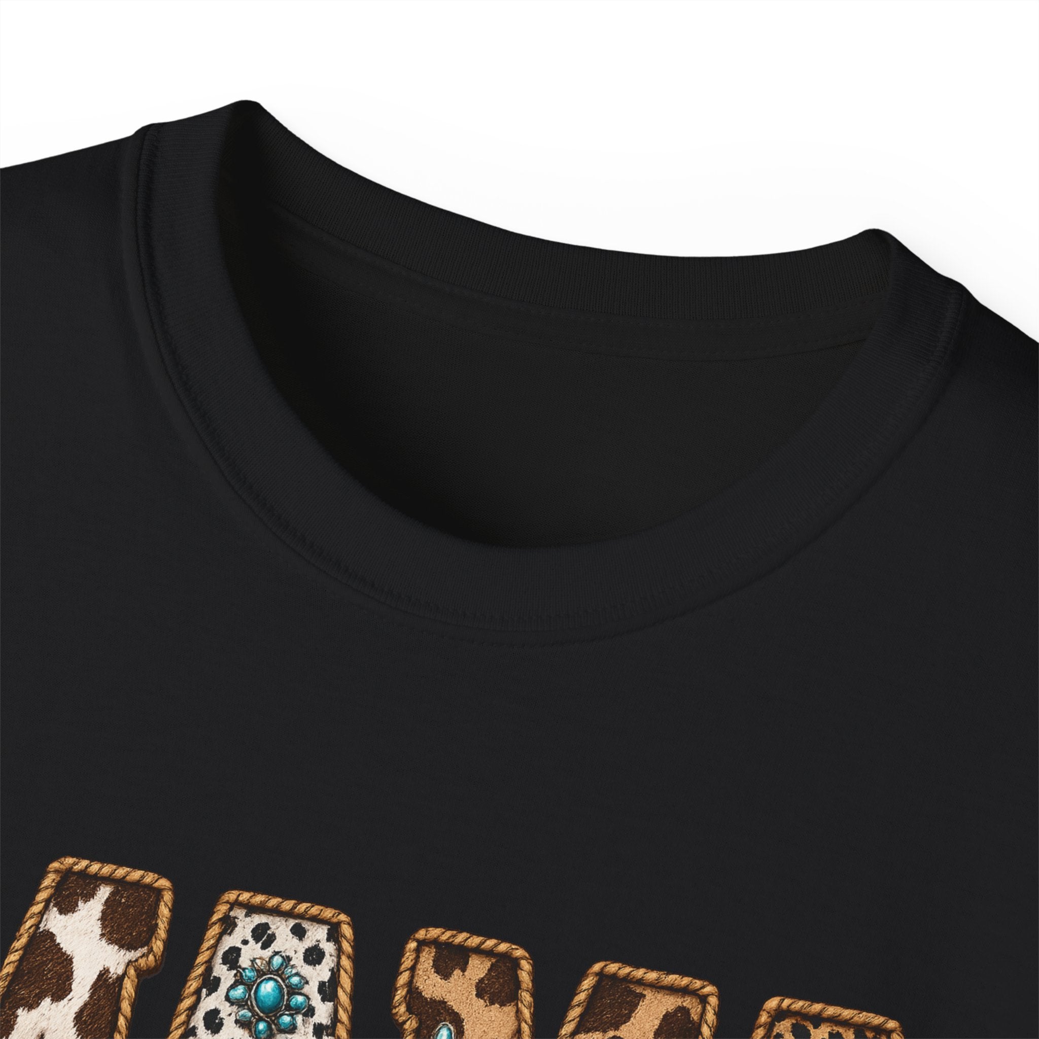 Mama Leopard Print Tee with Turquoise Ribbon — Mother's Day Graphic Shirt