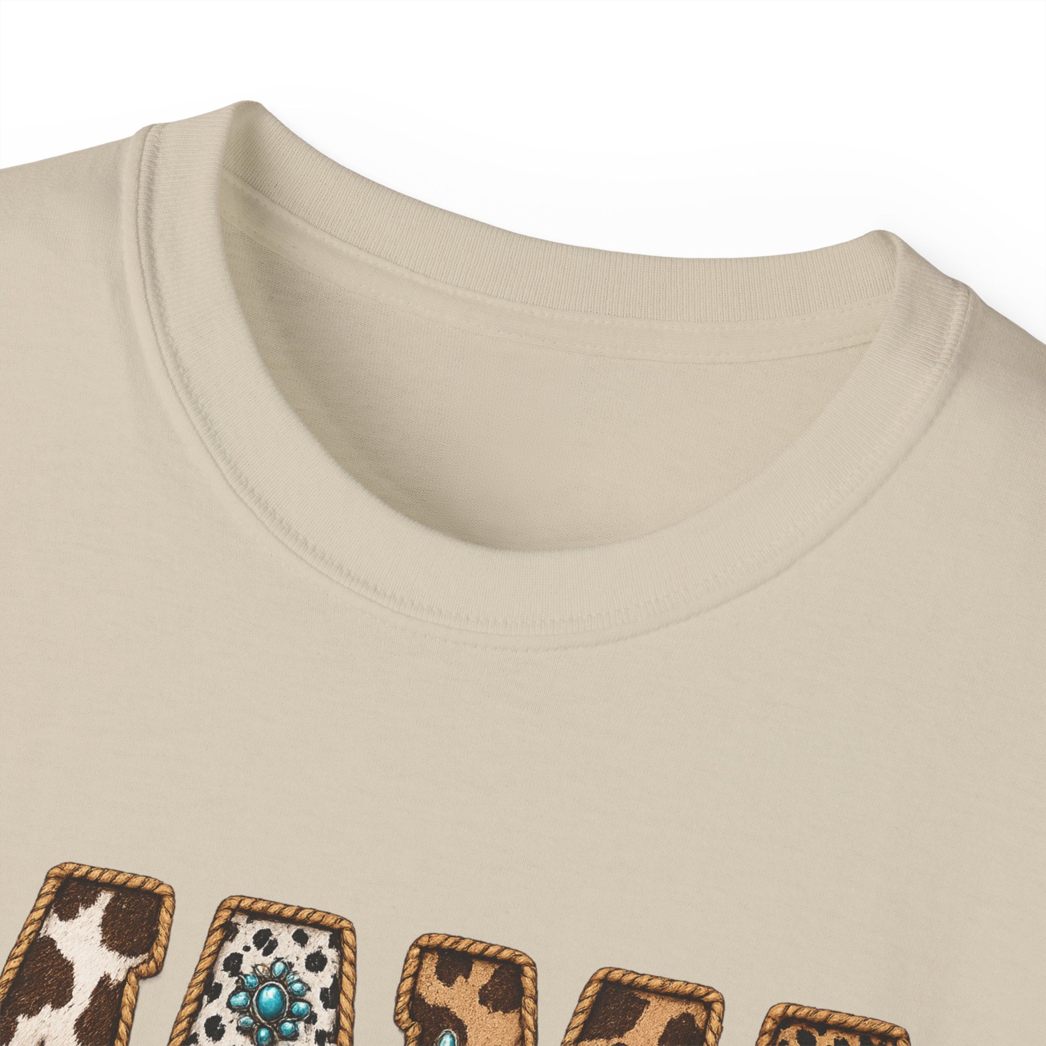 Mama Leopard Print Tee with Turquoise Ribbon — Mother's Day Graphic Shirt