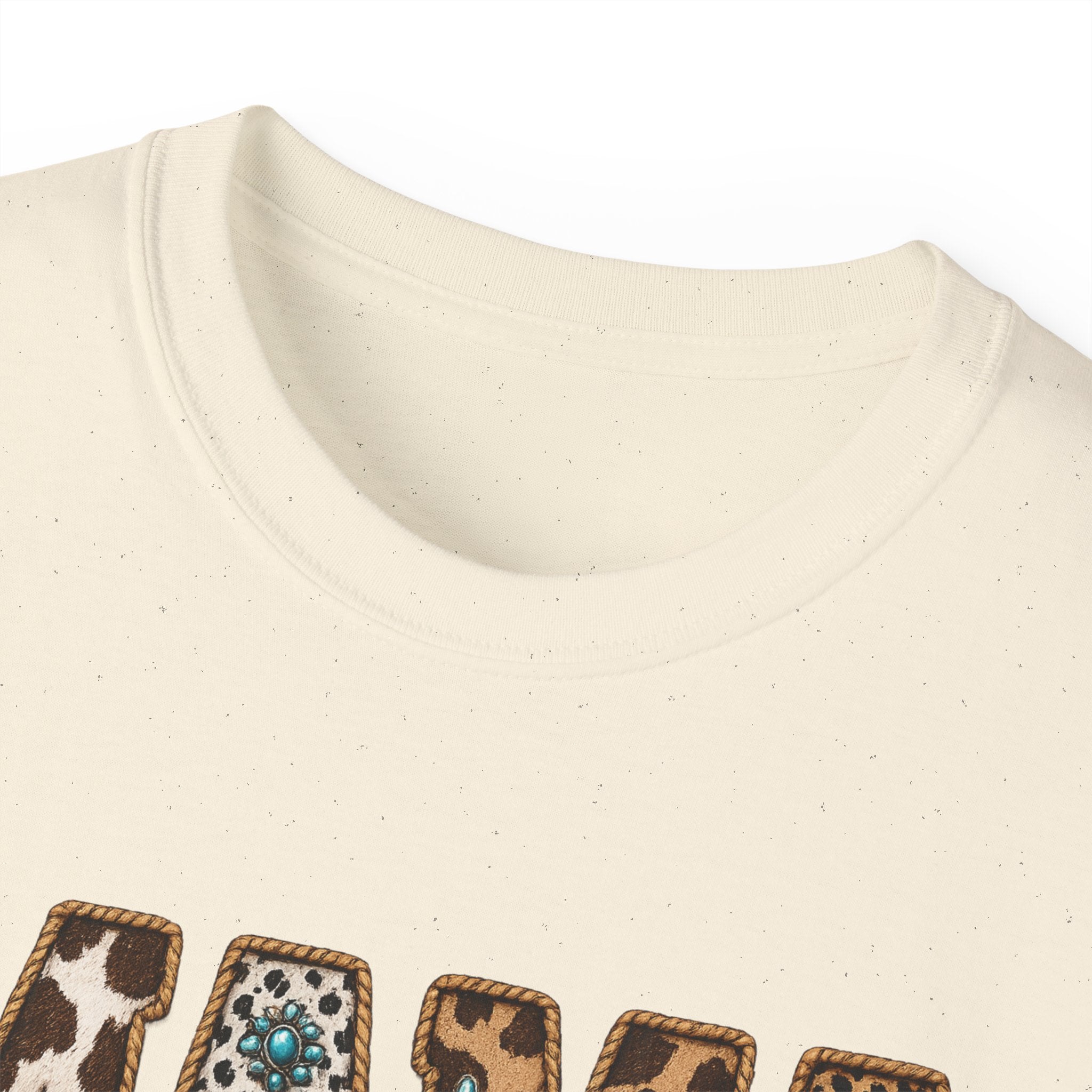 Mama Leopard Print Tee with Turquoise Ribbon — Mother's Day Graphic Shirt