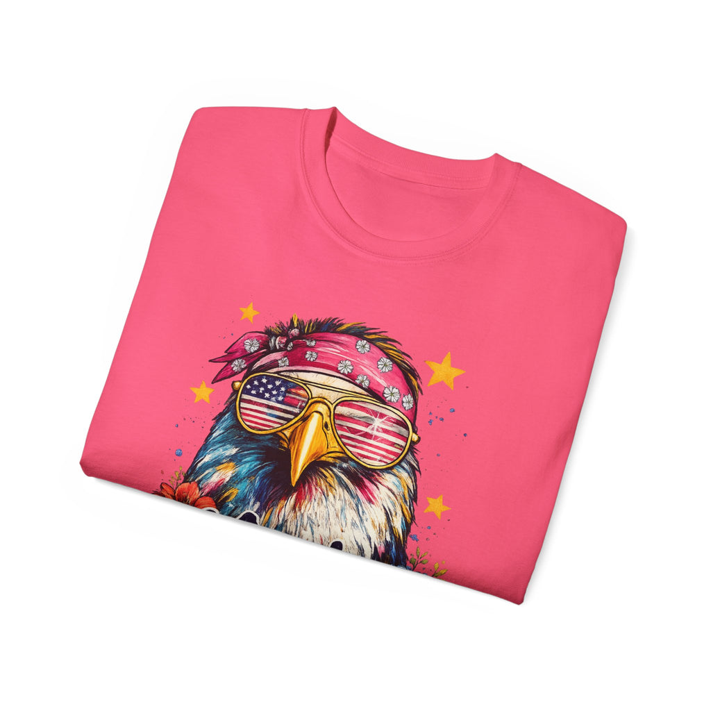 'Merica Eagle T-Shirt — Patriotic Bald Eagle with Sunglasses & Floral Design