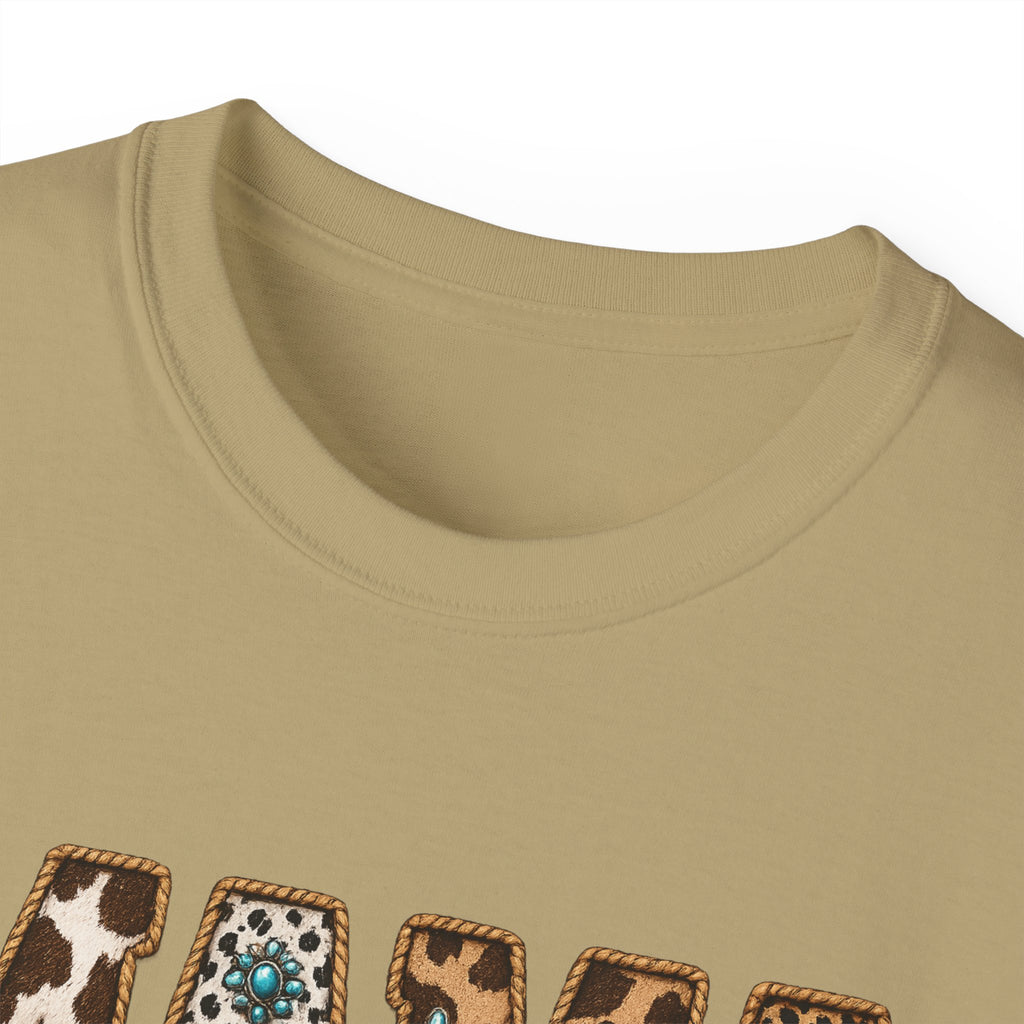 Mama Leopard Print Tee with Turquoise Ribbon — Mother's Day Graphic Shirt