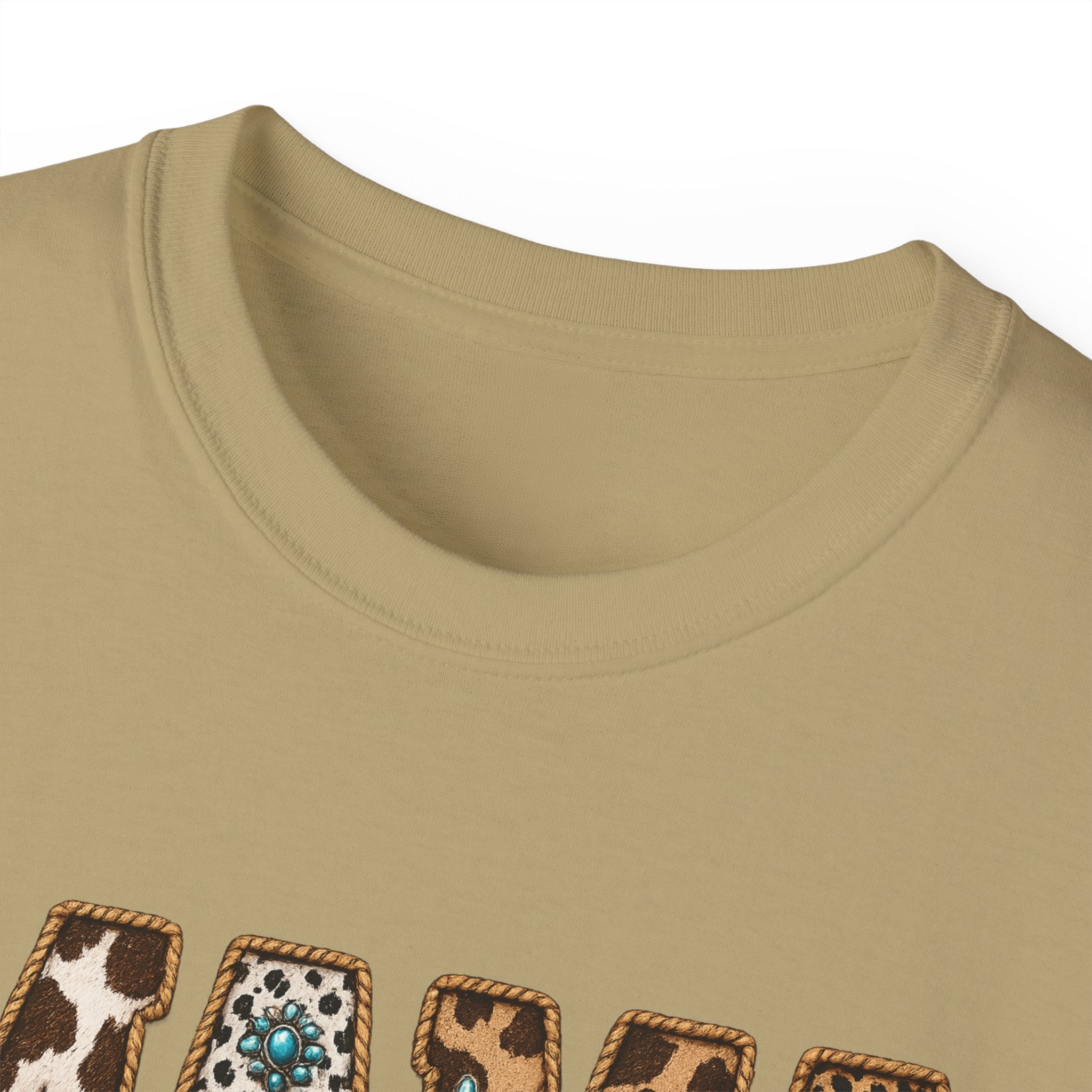 Mama Leopard Print Tee with Turquoise Ribbon — Mother's Day Graphic Shirt