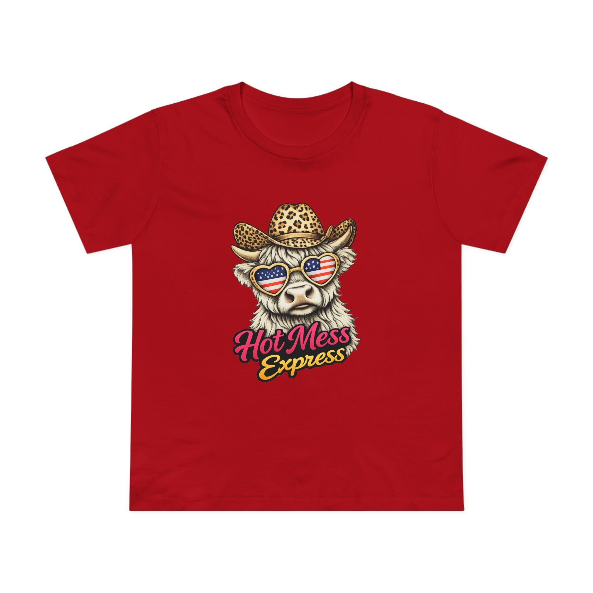 Hot Mess Express Cow Tee — Women’s Patriotic Cow Graphic Shirt