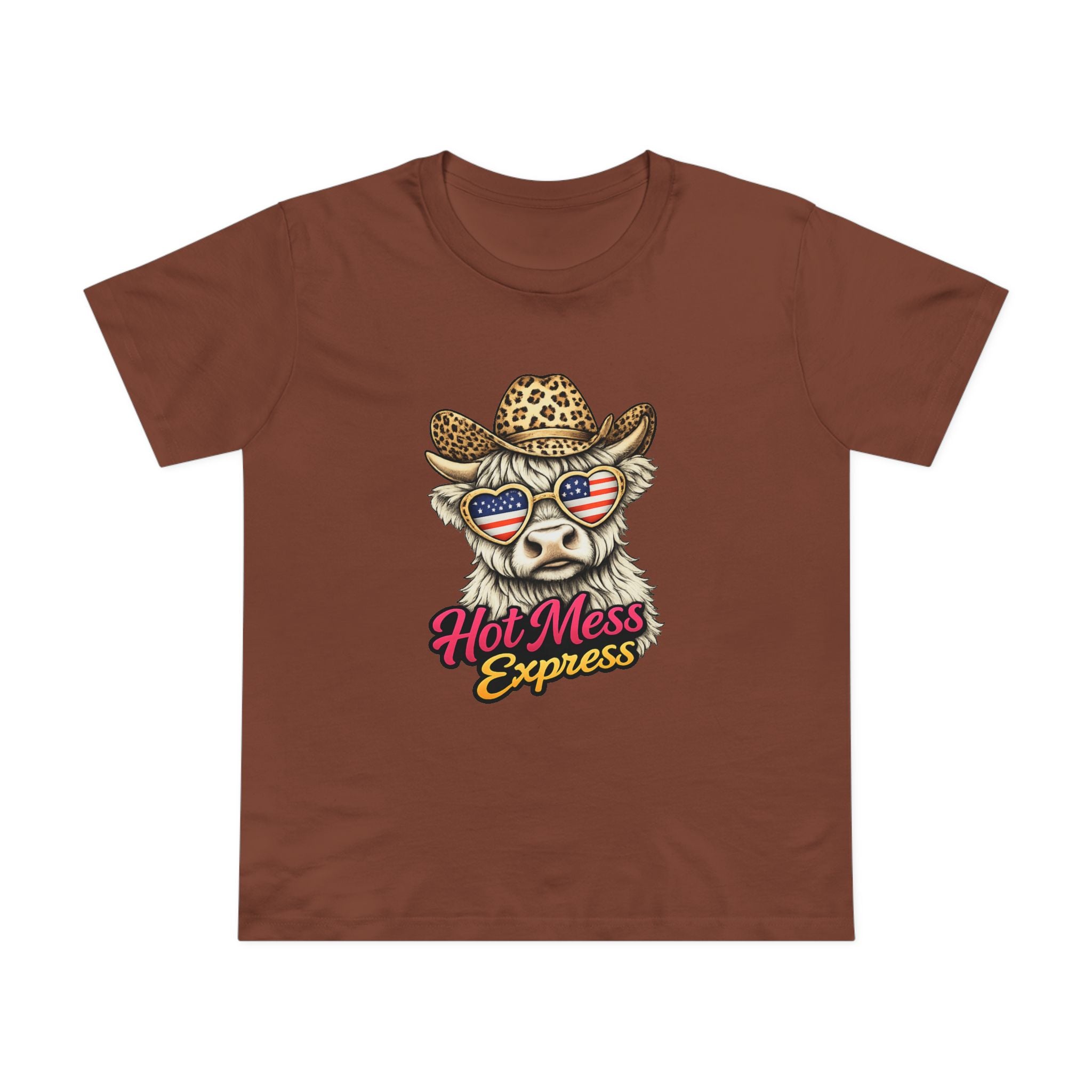 Hot Mess Express Cow Tee — Women’s Patriotic Cow Graphic Shirt