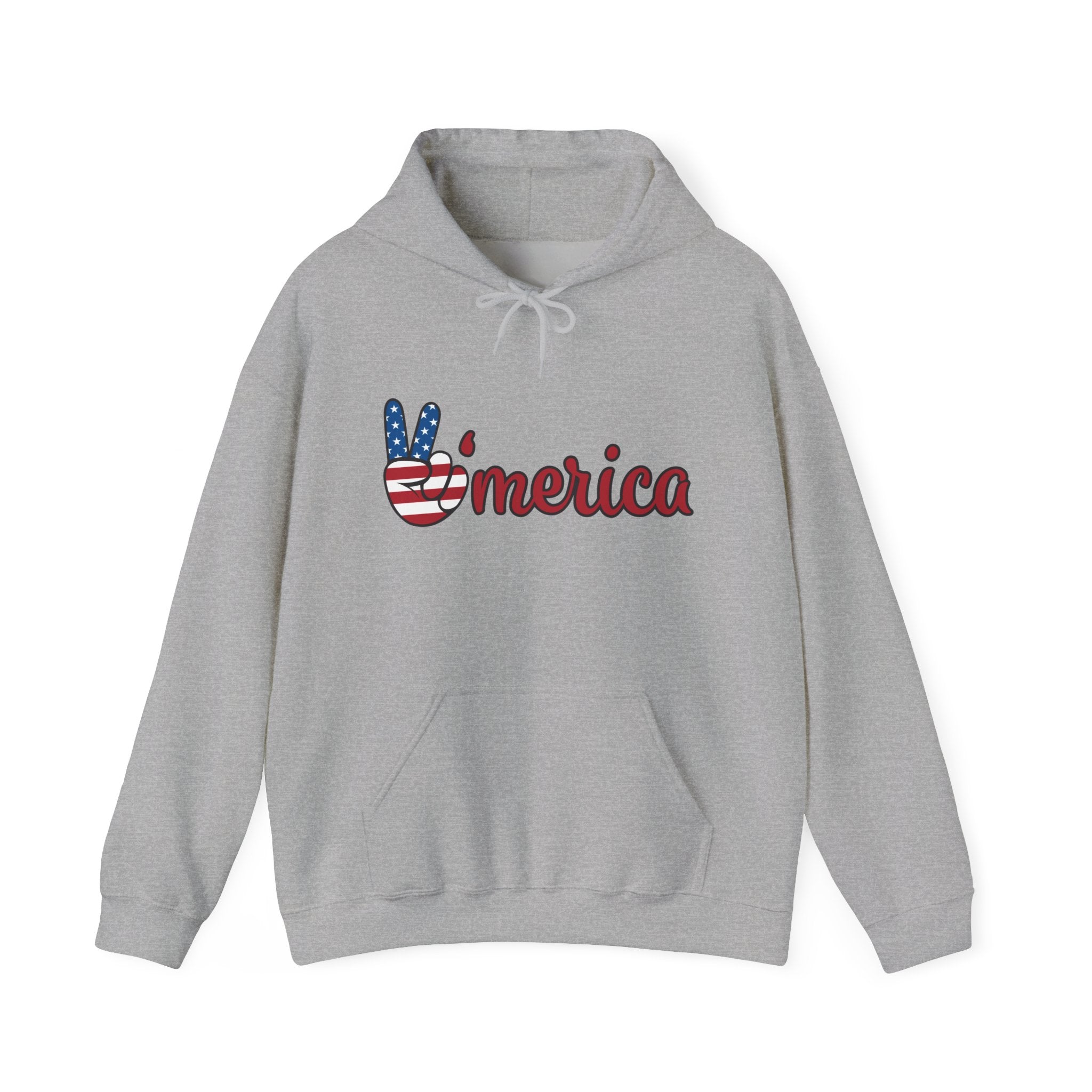 'Merica Peace Sign Hoodie – Patriotic American Flag Pullover for 4th of July