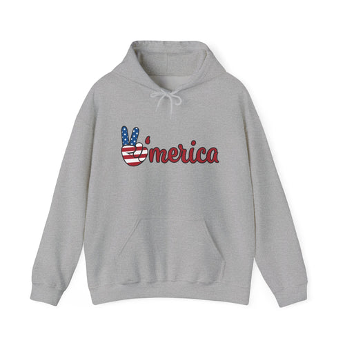 'Merica Peace Sign Hoodie – Patriotic American Flag Pullover for 4th of July
