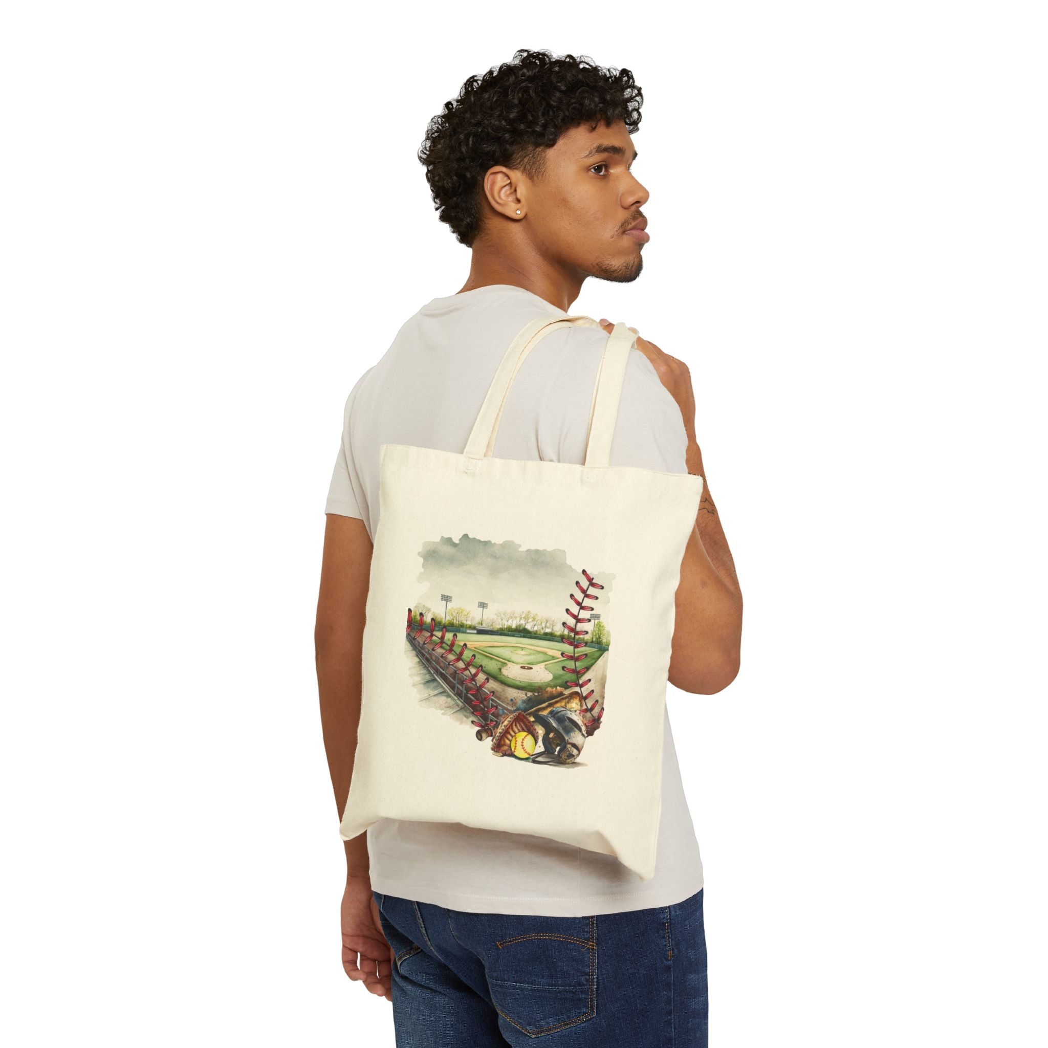 Softball Field Canvas Tote Bag — #26 Personalized Sports Tote